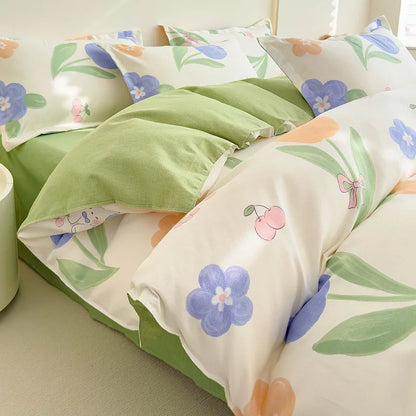 DecorBites™ Cotton Printed Bedding Set: Thick & Cozy Single Bedclothes for Adults & Kids