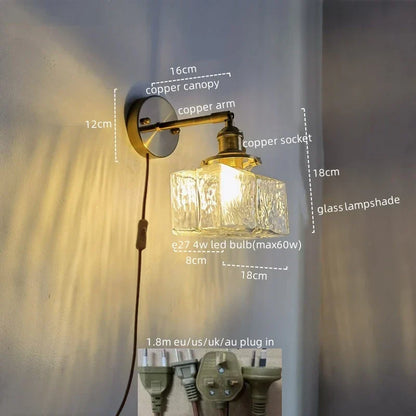 DecorBites™ Glass Copper LED Wall Lamp Modern Corridor Bedside Light