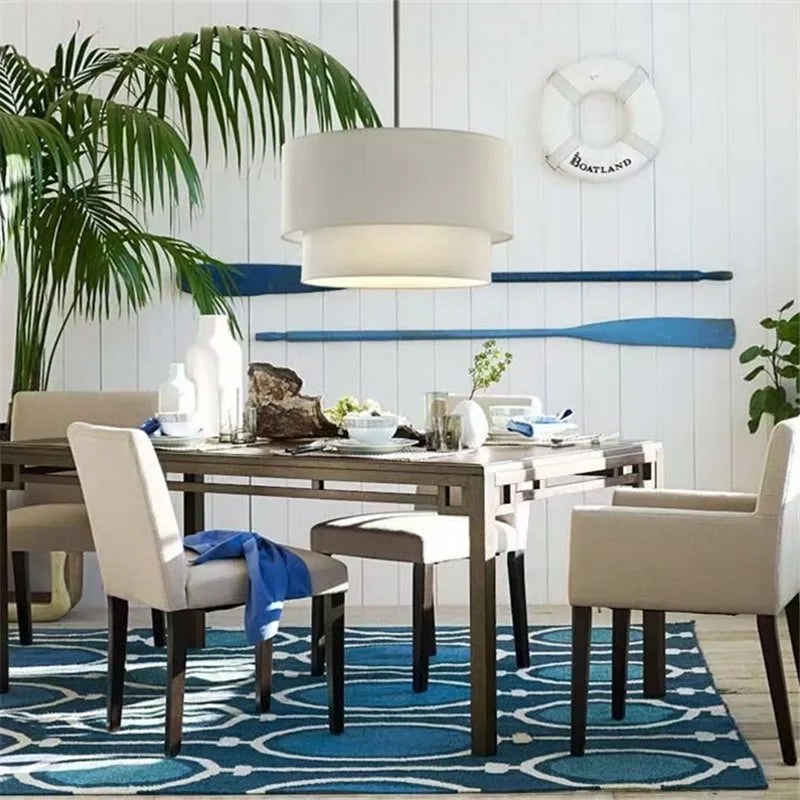 Decorbites™ Doppel-Leinen-Stoff-Hängelampe Trommel-Lampe – Skandinavischer Stil für Esszimmer, Schlafzimmer, Restaurant