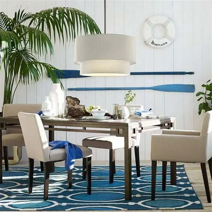 Decorbites™ Doppel-Leinen-Stoff-Hängelampe Trommel-Lampe – Skandinavischer Stil für Esszimmer, Schlafzimmer, Restaurant
