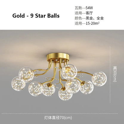 Decorbites™ Glas-Blase-Kugel-Kristall-LED-Deckenleuchte – Schwarzgoldene Ästhetik-Dekoration