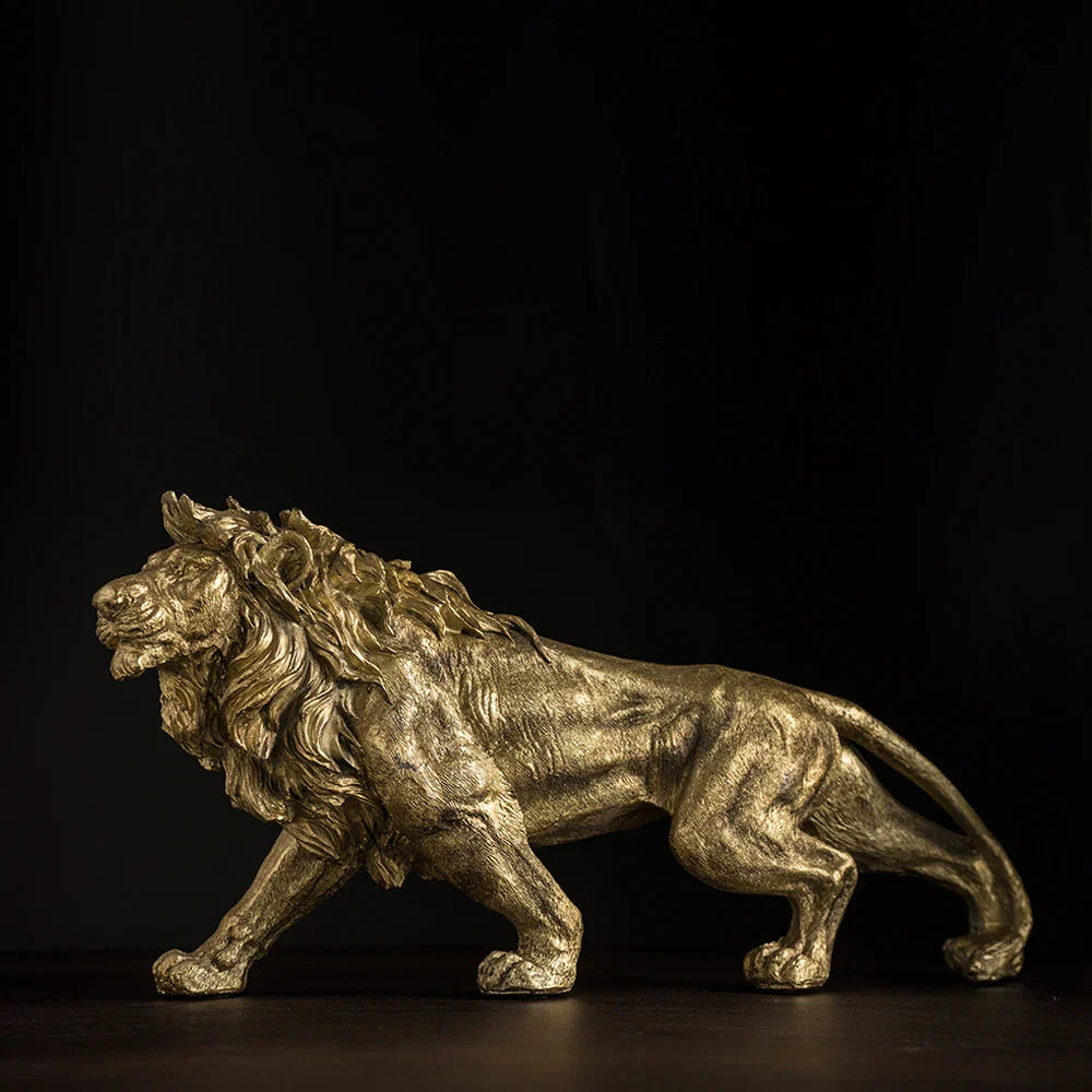 DecorBites™ Golden Lion King Figurine: Modern Office & Home Decor Statue