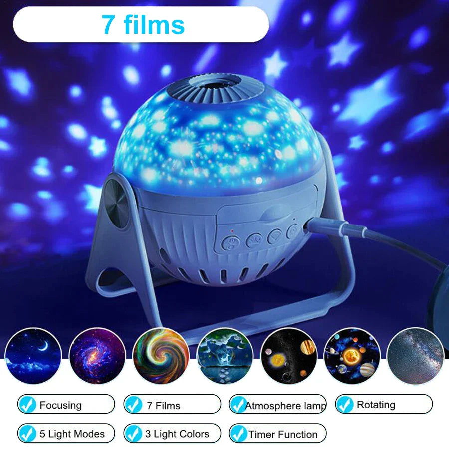 DecorBites™ Galaxy Night Light Projector: 360° Adjustable Star Sky Lamp for Bedroom, Kids' Gift