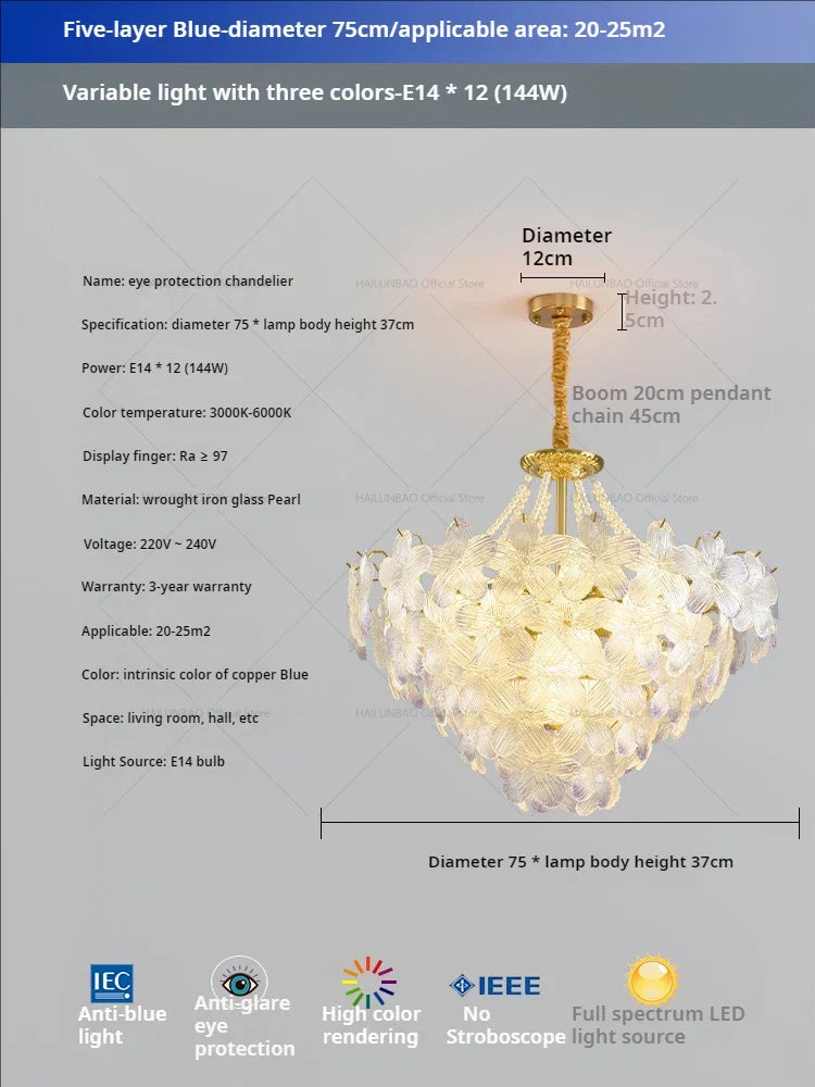 Decorbites™ Glas Blume Prinzessin Zimmer LichtLux Postmodern Französisch Creme Wind Lampe