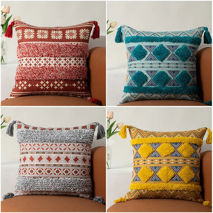 Decorbites™ Boho-Fransen-Kissenbezüge 45x45 - Luxuriöse Dekorative Kissen für Sofa und Bett