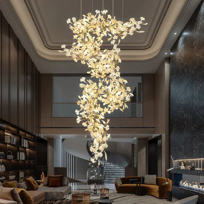 Decorbites™ Ginkgo Biloba Kronleuchter: Elegantes Duplex Wohnzimmer Hotel-Lobby-Pendant-Licht