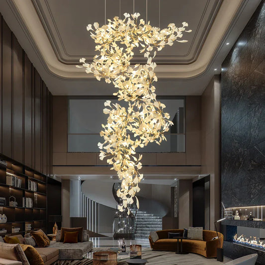 Decorbites™ Ginkgo Biloba Kronleuchter: Elegantes Duplex Wohnzimmer Hotel-Lobby-Pendant-Licht
