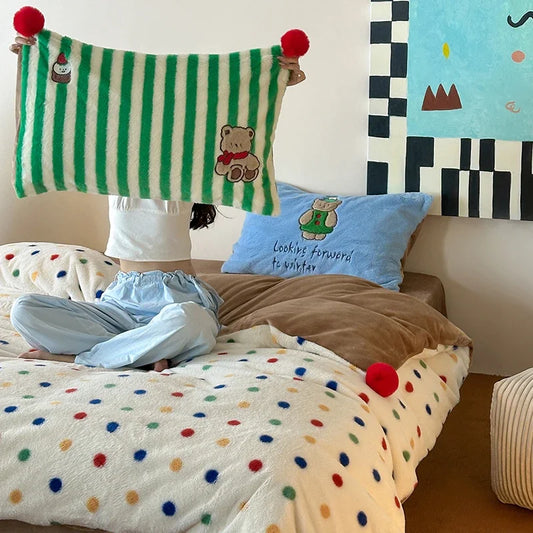 Decorbites™ Luxus-Stickerei-Samt-Bettwäsche-Set für gemütliche Winterbettwäsche