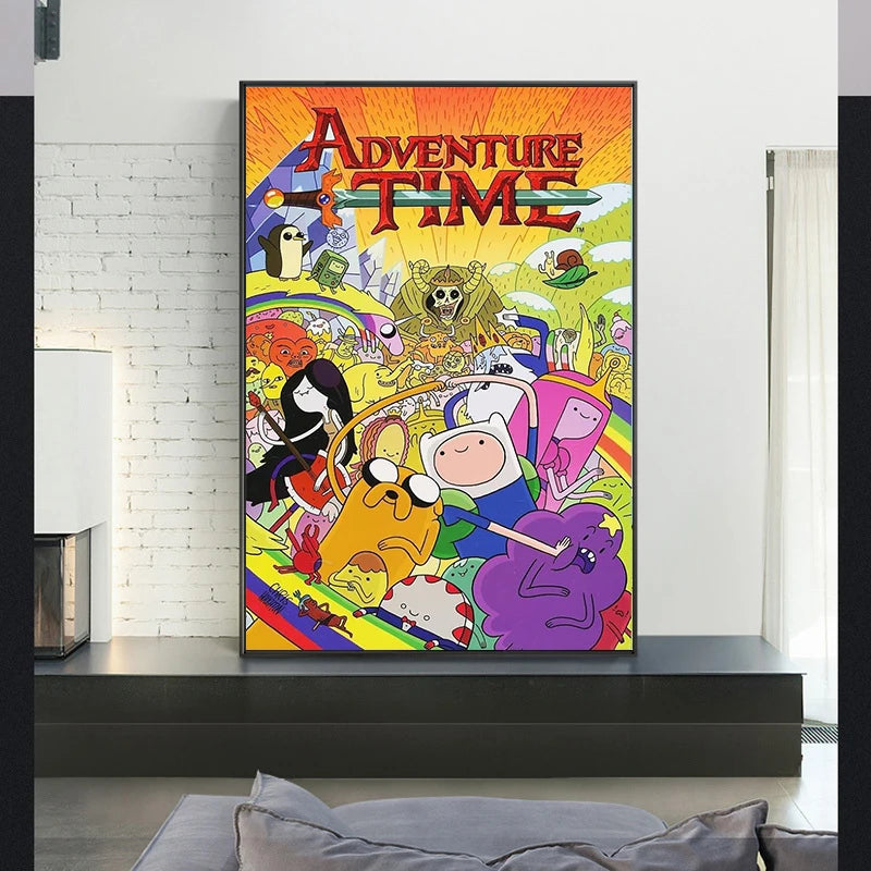 Cartoon Adventure Time Classic Movie Posters Print Canvas Painting Fancy Wall Art Picture for Living Room Bar Home Decor Mural