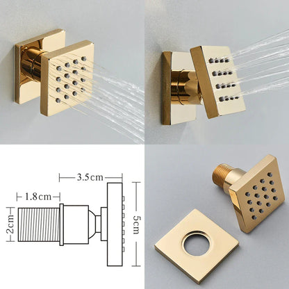 DecorBites™ Gold Rainfall Shower Head Massage System Wall Mounted Bath Mixer Tap