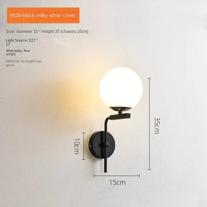 Decorbites™ Glas-Kugel-LED-Wandleuchte Moderne Wandlampe Nachttischleuchte Vintage-Loft Gold Schwarz