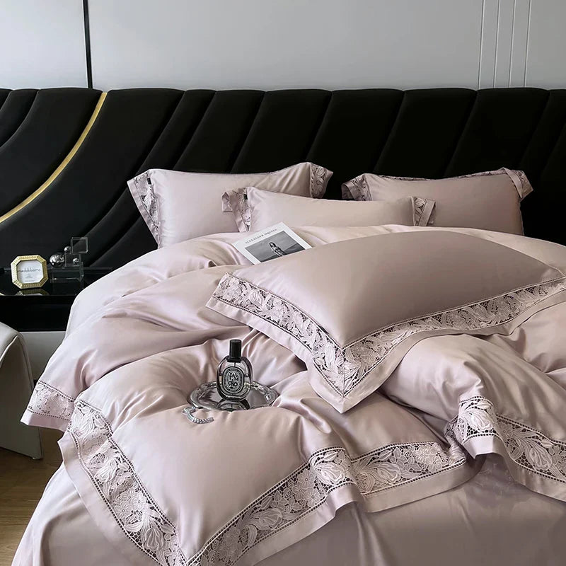 Decorbites™ Luxe 1500TC Ägyptische Baumwolle Spitzenweiter Bettwäsche-Set: Bettbezug, Laken, Kissenbezüge
