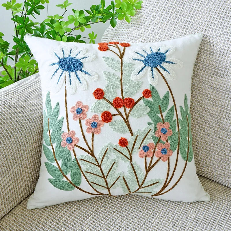 Decorbites™ Grüne Tulpenstickerei Kissenbezug 45X45CM - Sofa Bett Büro Auto Stuhlhülle