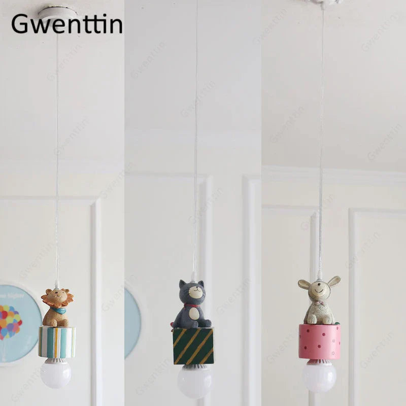 Decorbites™ Kinder-Tieranhängerlampe: Hase Löwe Katze LED-Deckenleuchte
