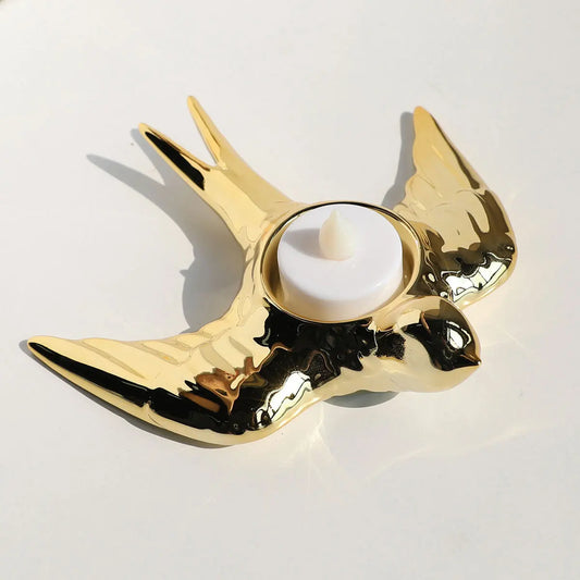 Decorbites™ Goldener Vogel Keramik Kerzenhalter-Tablett Hochzeitsdekoration