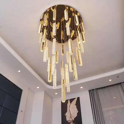 Decorbites™ Kristall-Leuchter: Moderner nordischer Spiral-Treppenaufsatzleuchter, golden/silbern für luxuriöse Esszimmer