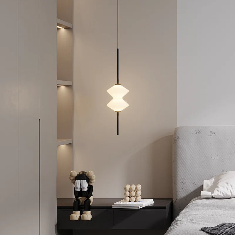 Art Deco White Glass Pendant Light With Gold Metal Wire