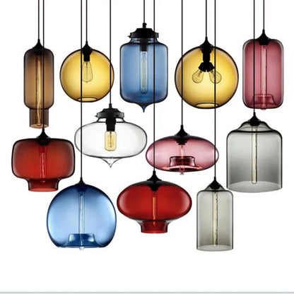 Decorbites™ Glas-Schalen-Pendant-Lampen: Moderne bunte E27 Hänge-Lampen für Küche, Wohnzimmer, Schlafzimmer.