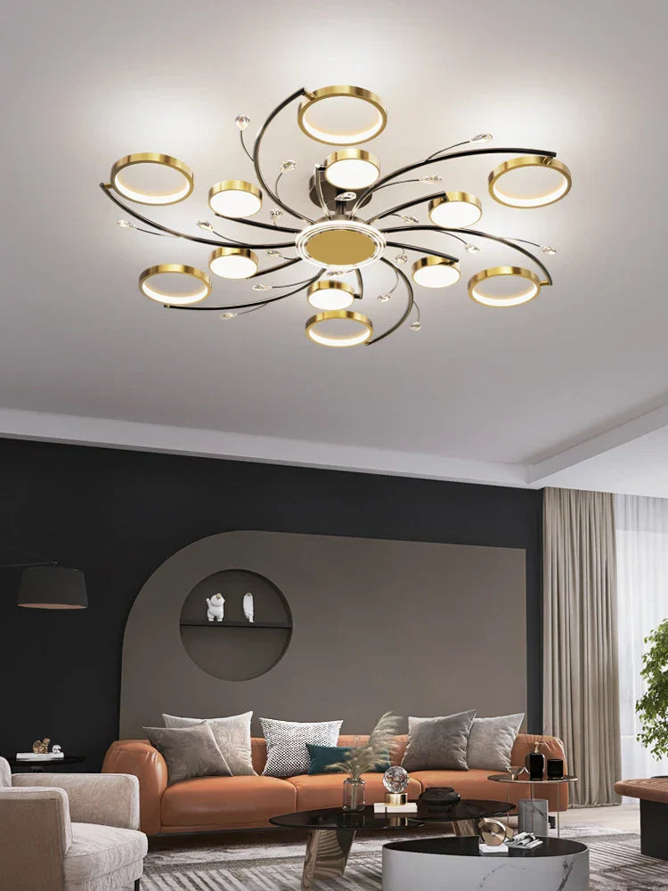 Gold Crystal LED Chandelier K9 12-Head