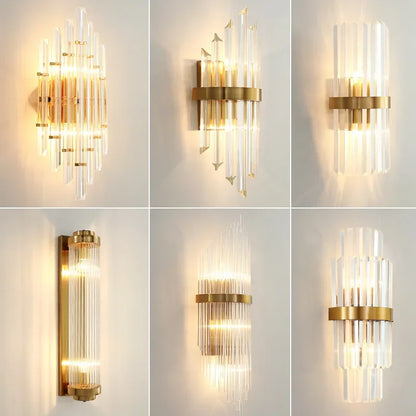 DecorBites™ Crystal Gold LED Wall Sconce Modern Light for Bedroom Living Room Home Decor