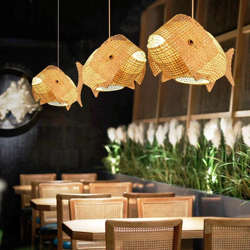 Decorbites™ Bambus-Fisch-Kunst-Anhängerleuchten – Nordische LED-Leuchte für Küche & Wohnzimmer