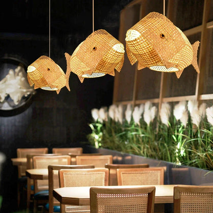 Decorbites™ Bambus-Fisch-Kunst-Anhängerleuchten – Nordische LED-Leuchte für Küche & Wohnzimmer