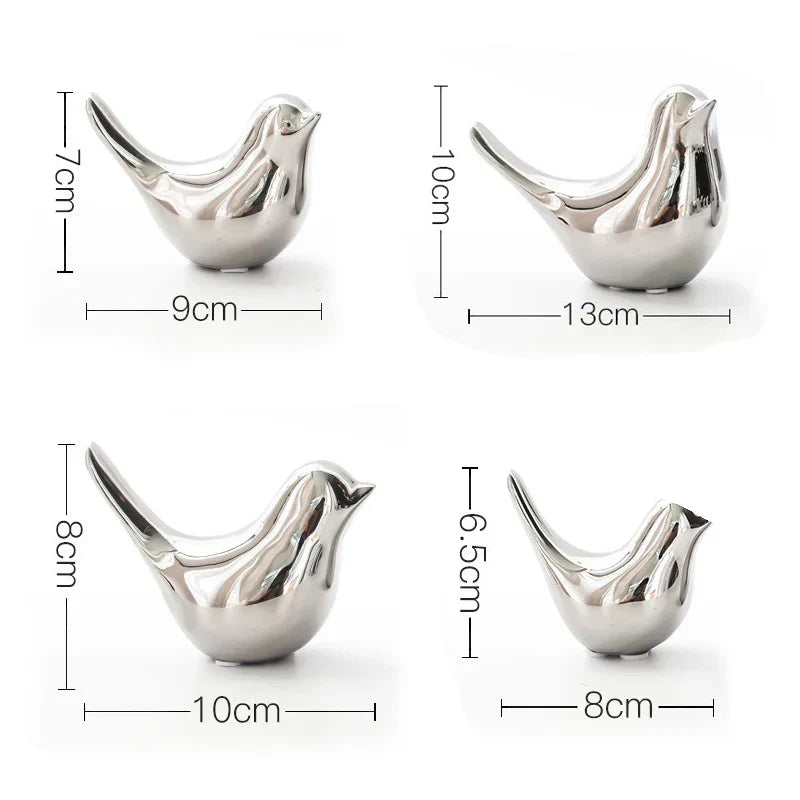 Gold Silver Bird Statues