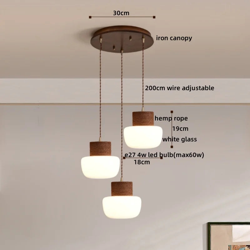 Decorbites™ Hanfseil LED-Hängeleuchte - Nordische Glasleuchte für die Raumdekoration im Haus