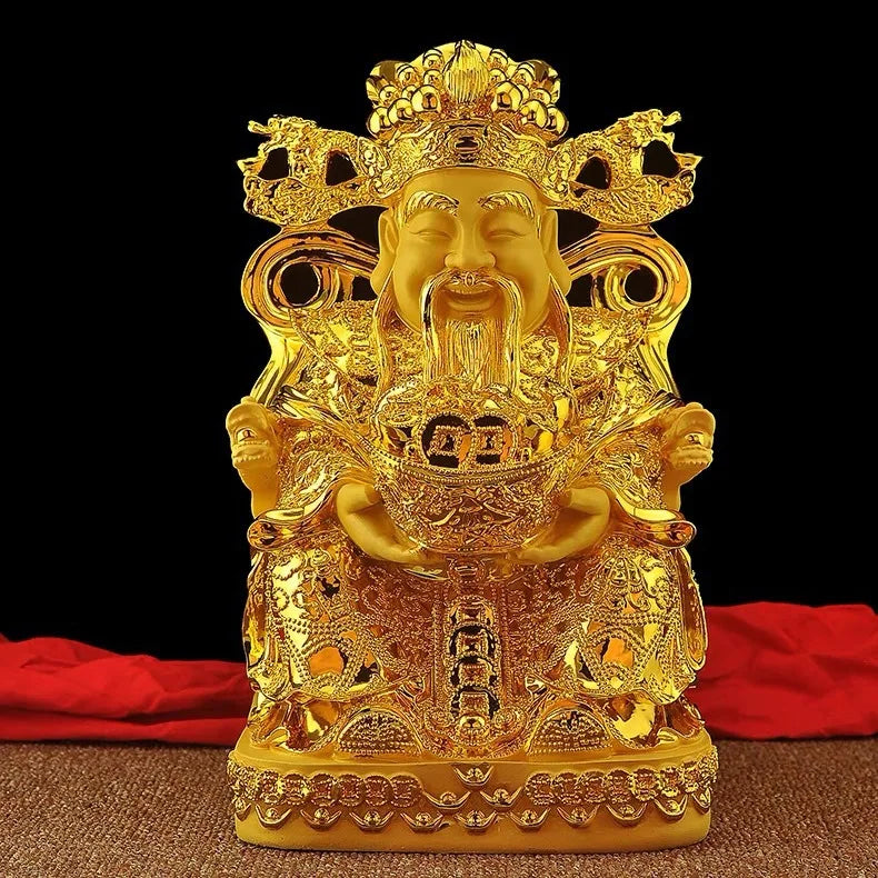 Decorbites™ Goldener Gott-des-Reichtums-Statue: Fengshui-Heimdekoration-Skulptur für Eingang & Wohnzimmer