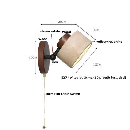 Decorbites™ LED Wandlampe Eisen Drehbar Küche Schlafzimmer Flur Gelber Travertin Holz Spiegel Licht