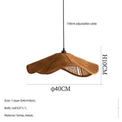 Decorbites™ Japanische Hanfstrick-Hängelampe E27 LED-Leuchte – Nordischer Wabi-Sabi-Stil
