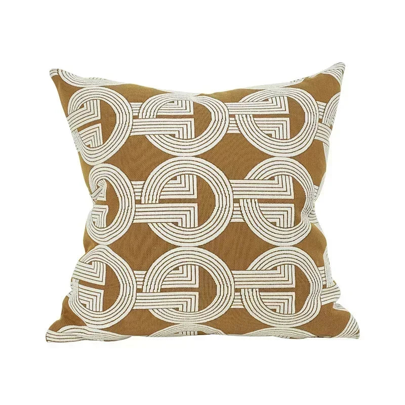 Decorbites™ Geometrisches Jacquard-Kissenbezug - Braun-Kaffee-Farbe Leichtluxuriöse Moderne Dekor-Kissen