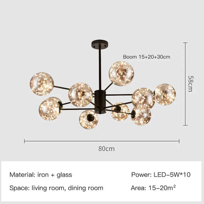 Decorbites™ Gold Star Glas-Kugelleuchte: Moderne nordische LED-Kronleuchter für die Hausdekoration