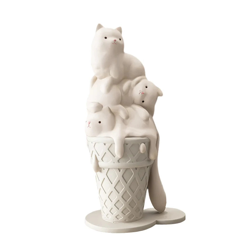 Decorbites™ Eiscreme-Katzen-Skulptur Harz-Figur Moderne Heimdekoration Kreative Tierfigur