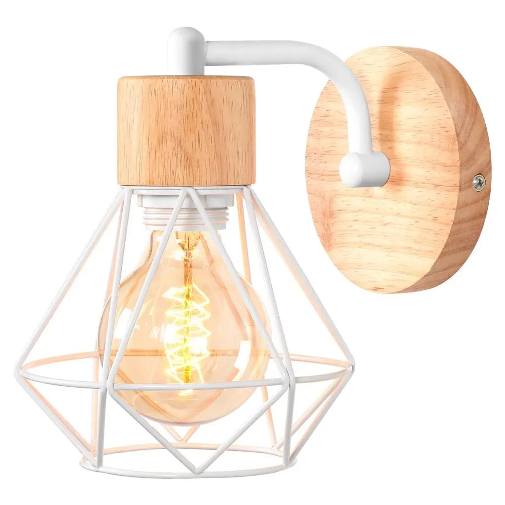 Decorbites™ Industrielle LED Holz Wandlampe E27 Retro Nachttischlampe Vintage Innenbeleuchtung