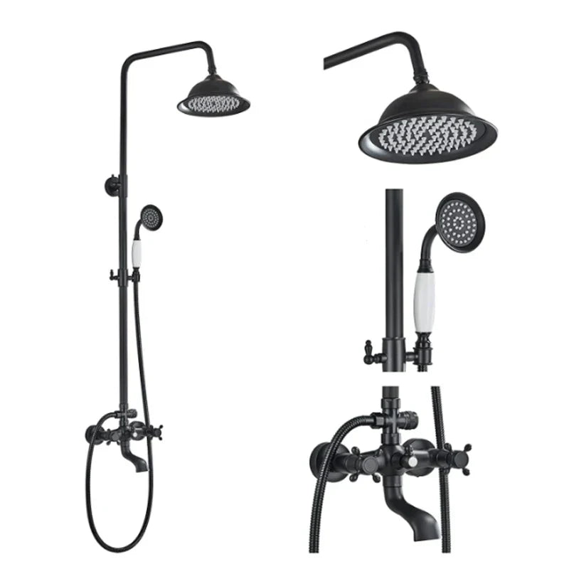 Decorbites™ Schwarzes Messing Bad-Duscharmatur-Set mit Handbrause und Wannenarmatur
