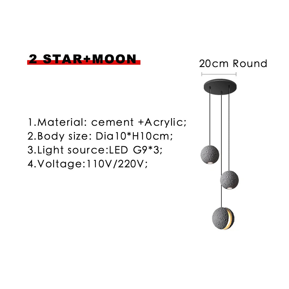 Decorbites™ Industrielle Zement-Pendantleuchten - Retro Mond-Stern-Kronleuchter-Armatur