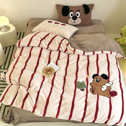 DecorBites™ Cozy Autumn Winter King Size Duvet Set with Velvet Blanket Cover