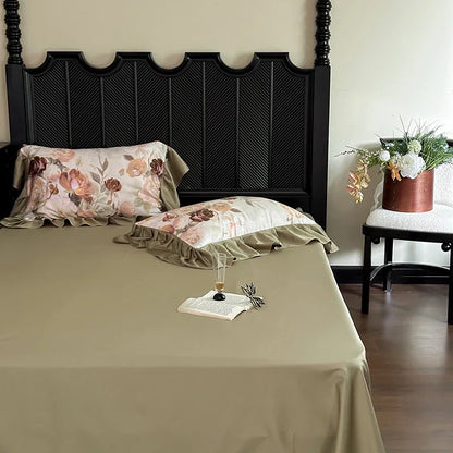 Decorbites™ Französisches Vintage Rüschen-Bettwäsche-Set aus ägyptischer Baumwolle mit Blumenmustern