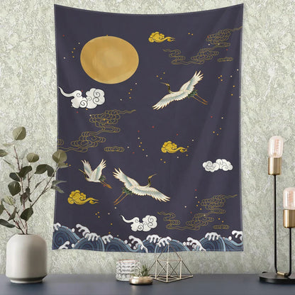 Decorbites™ Fliegender Kran Wandhänger Tapisserie für Zuhause Retro Wanddekoration
