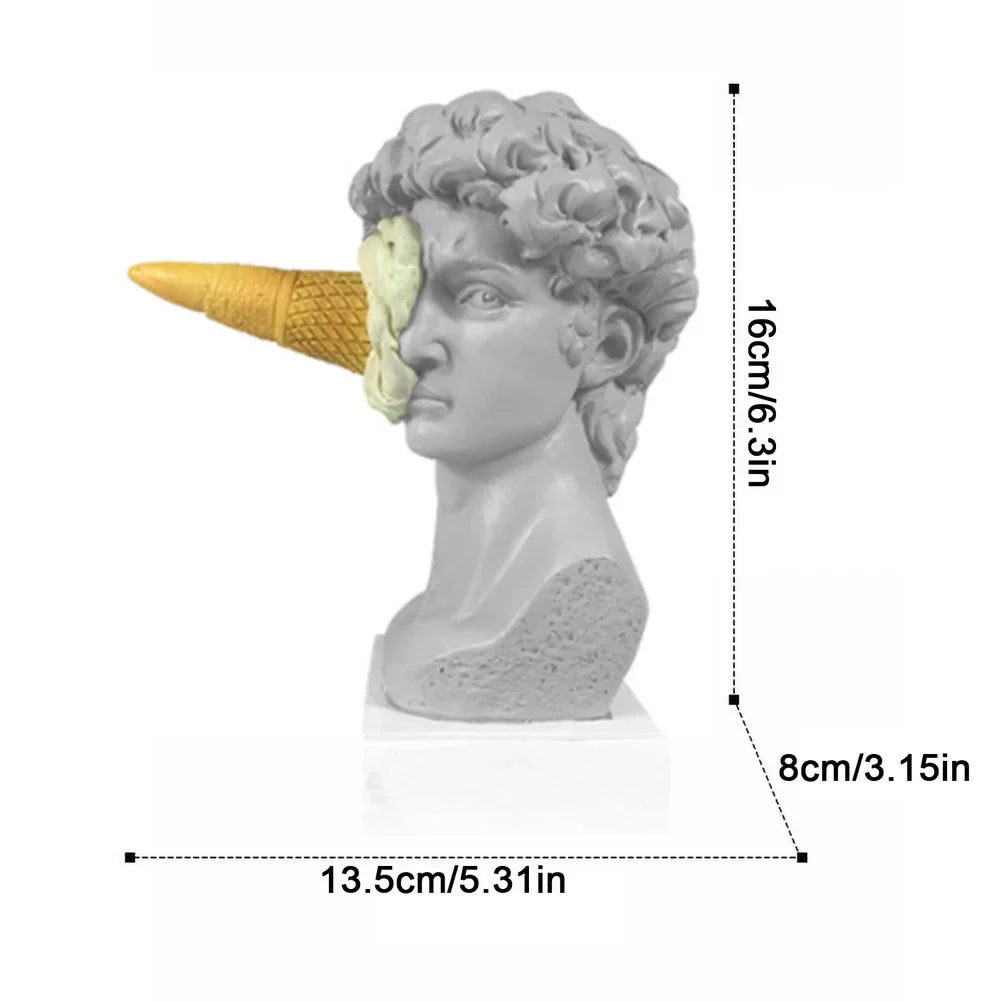 Decorbites™ Eiscreme-Pferdekopf-Harzskulptur-Figur für Heim- und Bürodekoration & Geschenke