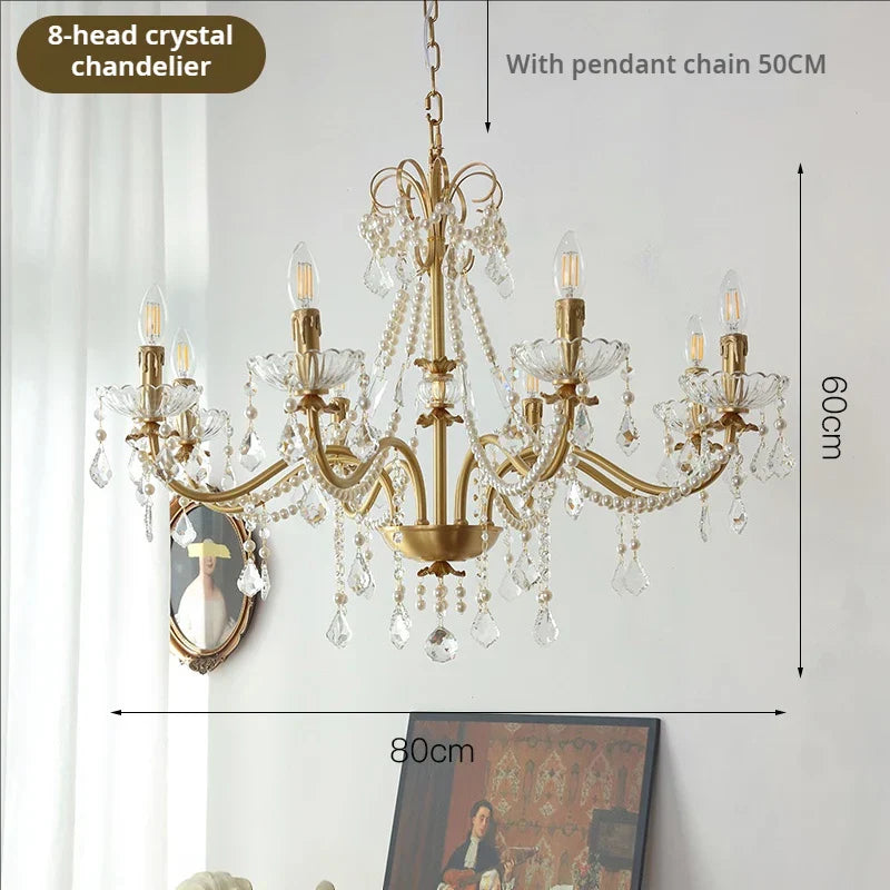 Decorbites™ Kupferleuchter Französischer Perlenkristall Vintage Europäisch-Amerikanischer Stil