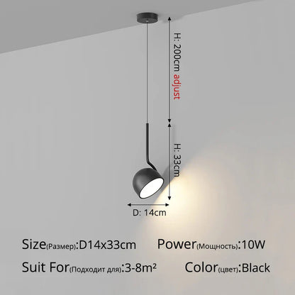 Minimalist Black and White Metal LED Pendant Light