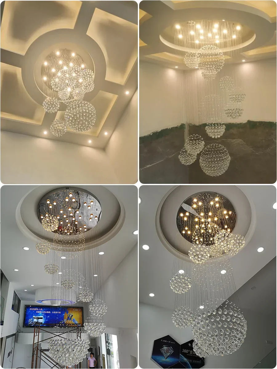 Decorbites™ Kristallkugel-Leuchter: Moderne LED-Spirale-Hängeleuchte für Treppenhaus, Wohnzimmer, Lobby