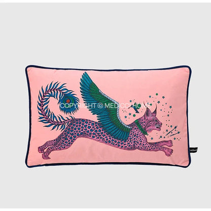 Decorbites™ Korallen-Luchs Samt Kissenbezug: Luxuriöses Mystisches Tierenthema für das Sofa