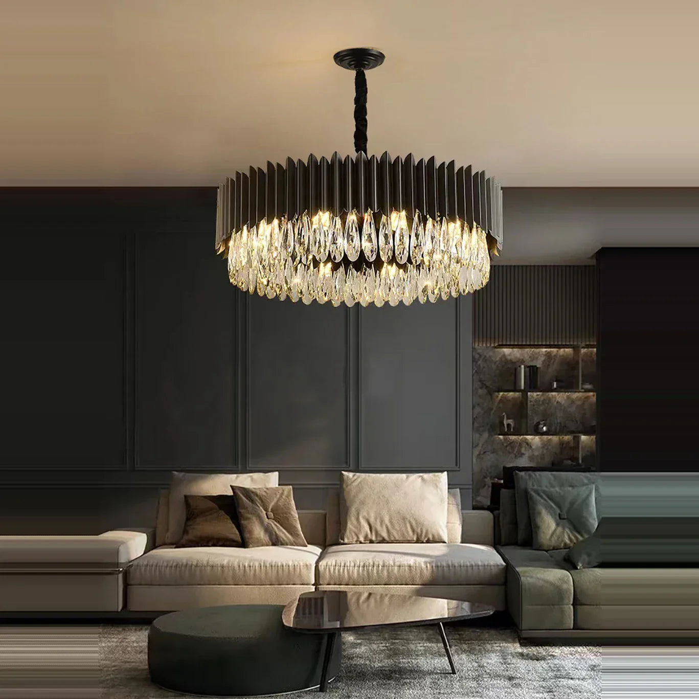 DecorBites™ Gold Crystal Water Droplet Pendant Light - Black Suspension Lamp