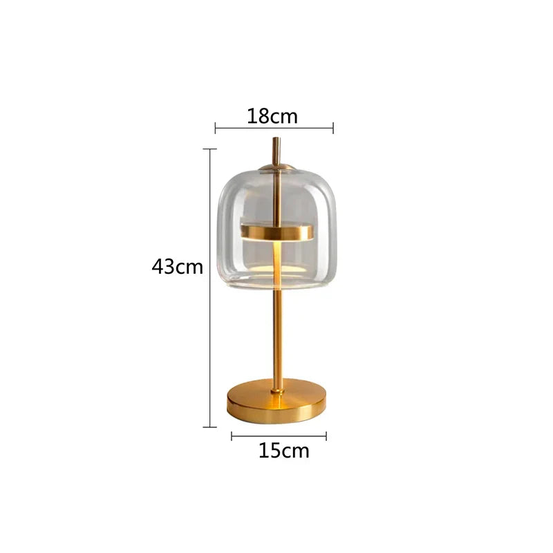 Gold Glass Desk Lamp Dia24cm For Workspace
