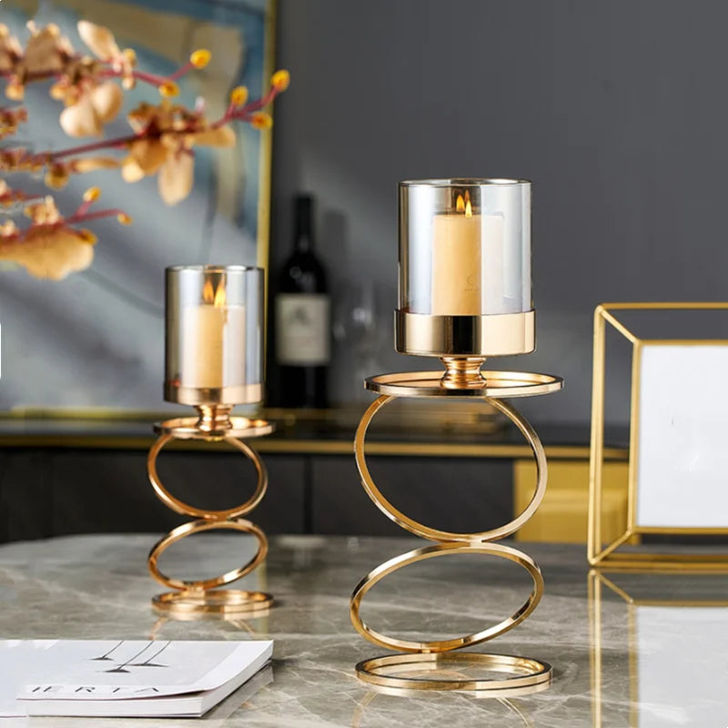 Decorbites™ Goldener Metallrahmen Glasleuchter - Hochzeitszentertische & Heimdekoration