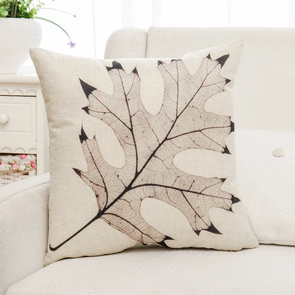 Decorbites™ Grüne Pflanzenblätter Blume Leinen Kissenbezug - Moderner Sofawurfkissenbezug