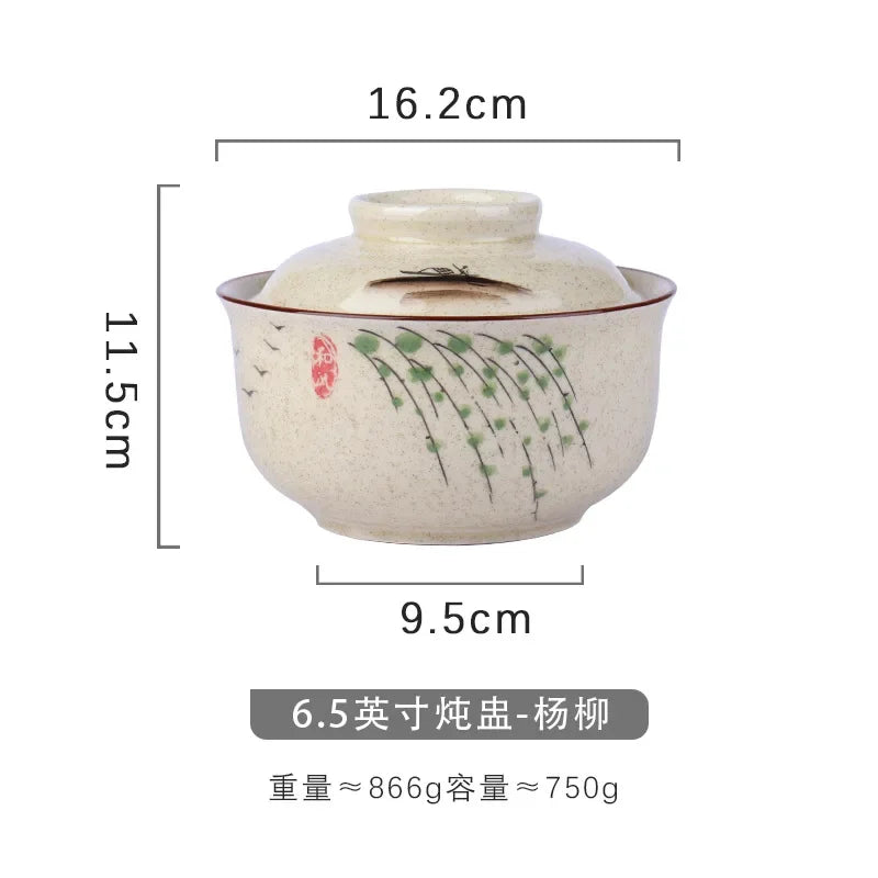 Decorbites™ Japanischer Stil Ramen-Schüssel mit Deckel | Keramische Nudelschüssel für Suppe, Reis, Brei